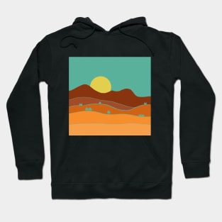 Landscape mountains and hills, orange and blue, outdoors, wilderness, peaks, horizon Hoodie